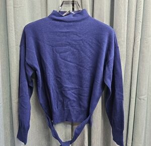 Ann Taylor Factory Blue Mock Neck Sweater with Back Or Front Tie